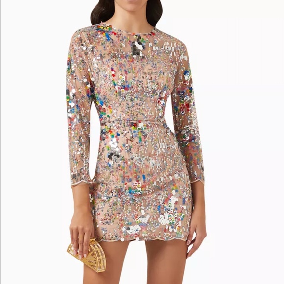 MILLY Leona Rainbow Sequin Mini Dress NWT - Picture 1 of 16